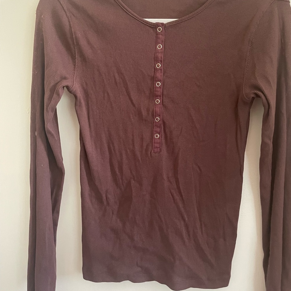 Zara Wine color Long Sleeve Fitted snap front Top